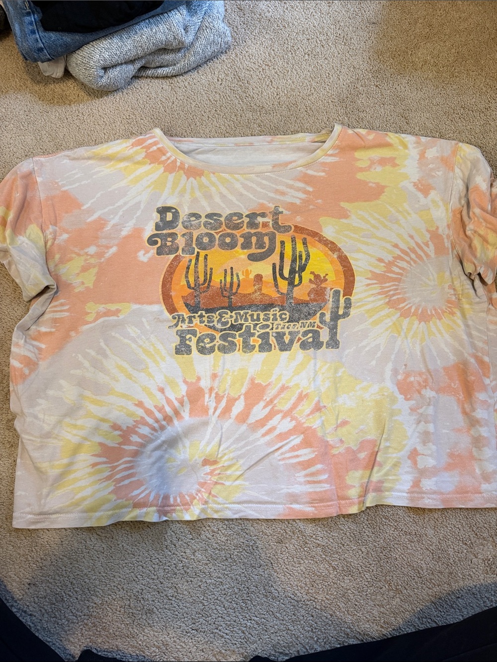 Kohl's Desert Bloom Festival Tie-Dye Long Sleeve Tee in Peach, Yellow, White